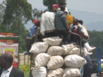 One of many overloaded trucks, road to Lake Bunyonyi