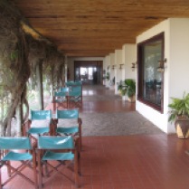 Patio walkway overlooking Kazinga Channel, Mweya Safari Lodge, Queen Elizabeth NP