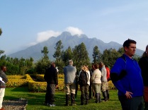 Trekkers assigned to a different group listening to their guide, Volcanoes NPH